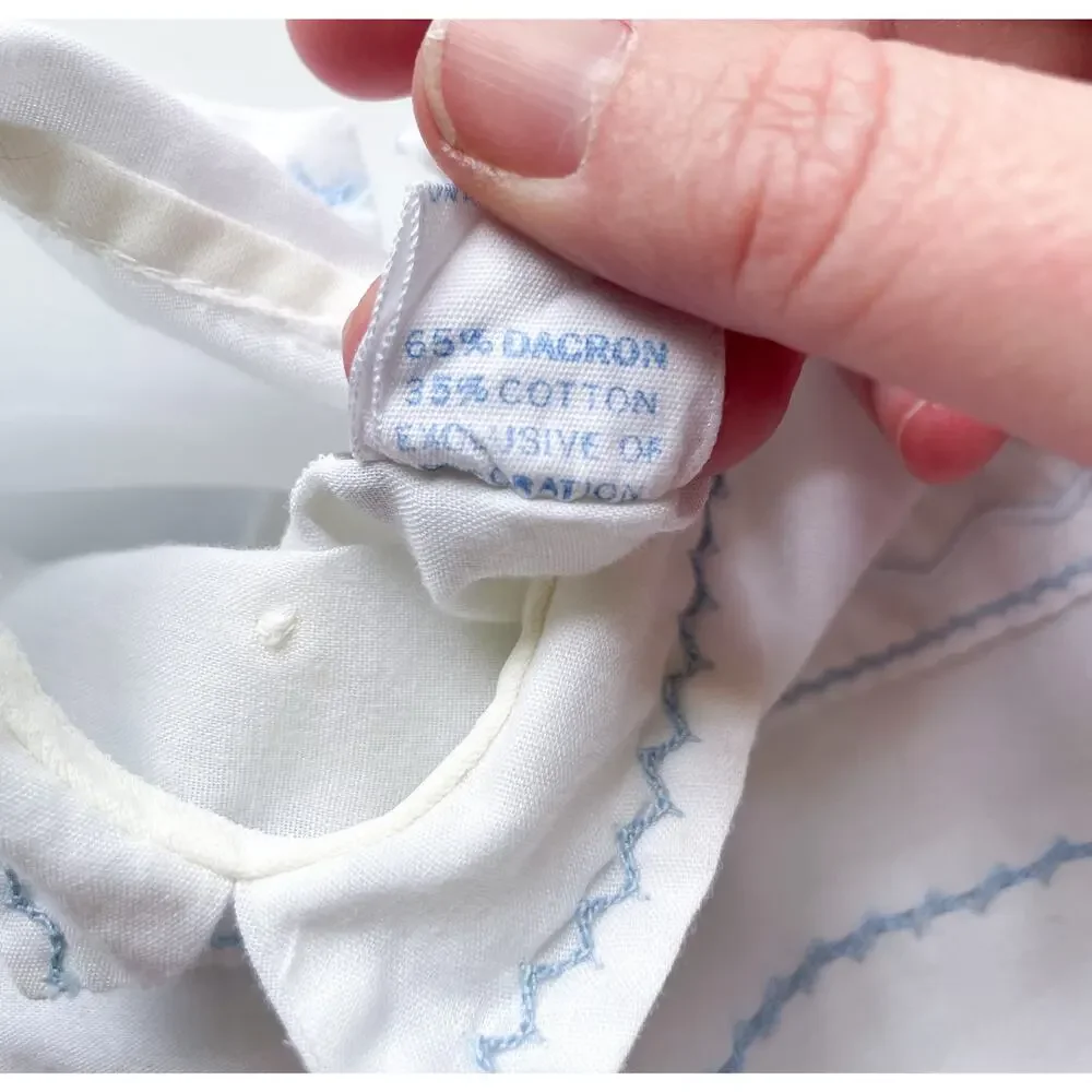 Vintage Dapper Do Originals White and Blue Baby Romper Size 0-6 Months
